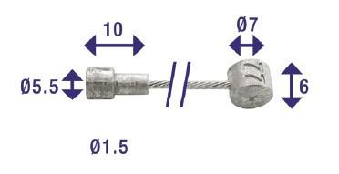 CAVO FRENO DOPPIA TESTA INOX - TIPO B - 2350 MM.