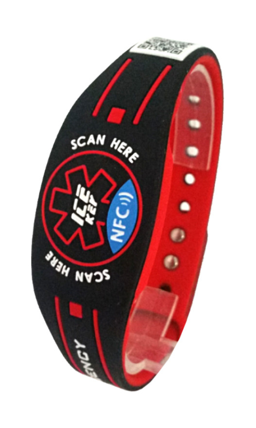 ICE KEY RUBBER - bracciale rosso-nero